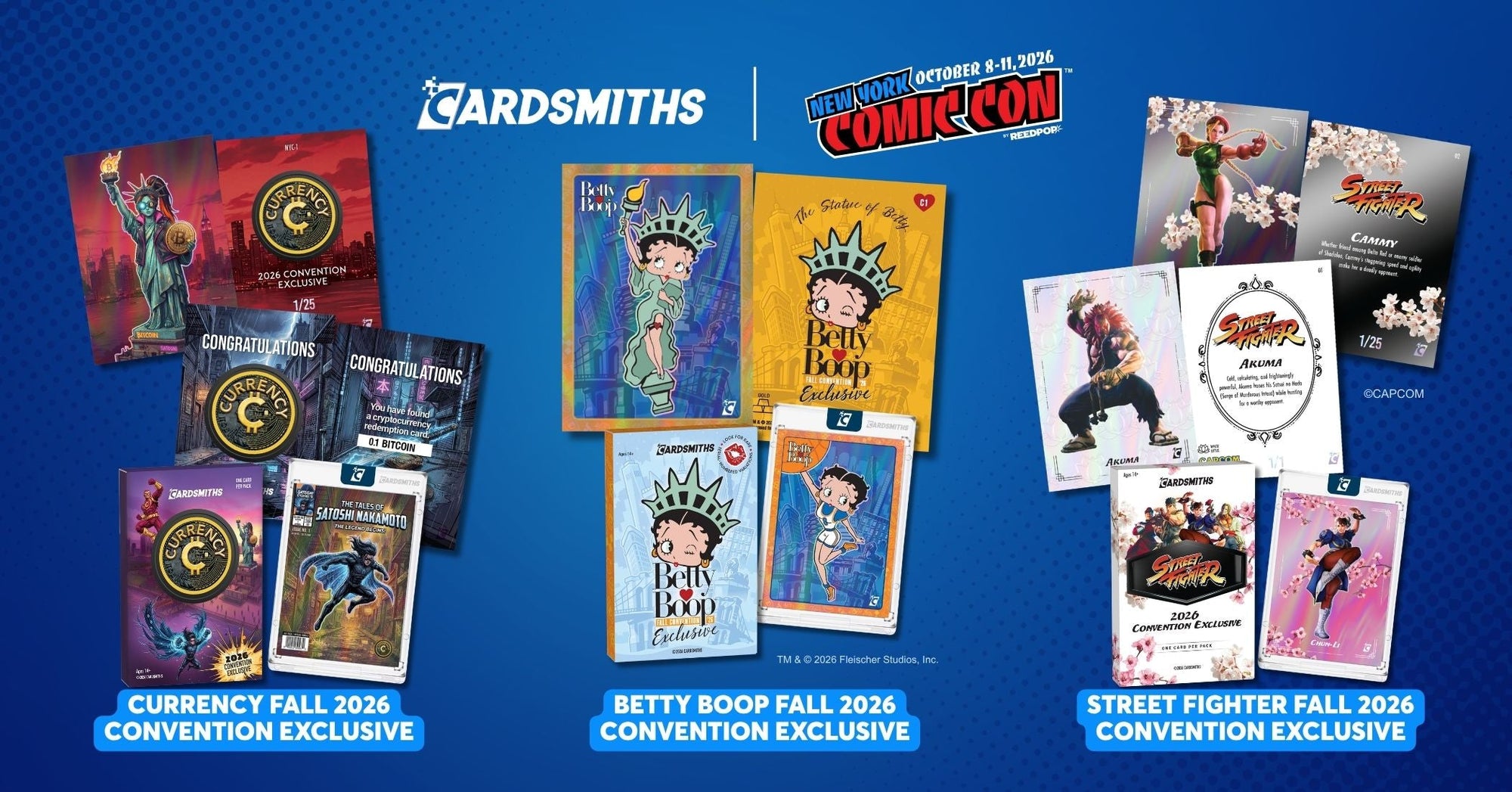 Cardsmiths Brings Fall Exclusives to New York Comic Con 2026 With Currency, Street Fighter, and Betty Boop Trading Cards